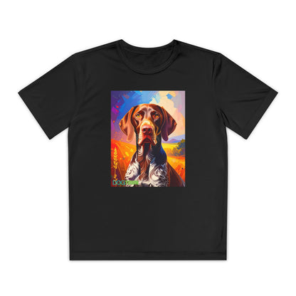 Pup Art Canvas - Kid's Sport Short Sleeve Tee (German Shorthaired Pointer)