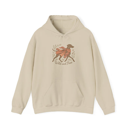 Dogtown Boho Revival "Wild and Free" Unisex Heavy Blend™ Hooded Sweatshirt (Weimaraner)