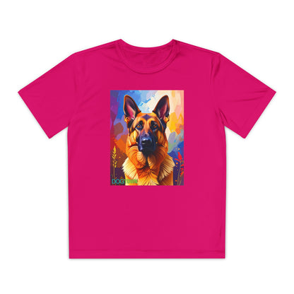 Pup Art Canvas - Kid's Sport Short Sleeve Tee (German Shepherd)