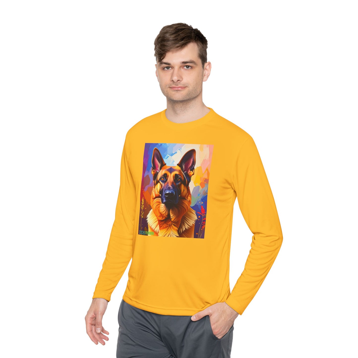 Pup Art Canvas Sport Long Sleeve Tee (German Shepherd)