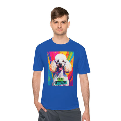 Dogtown Fur Stylist Groomer Short Sleeve Shirt (Colorful with White Poodle)