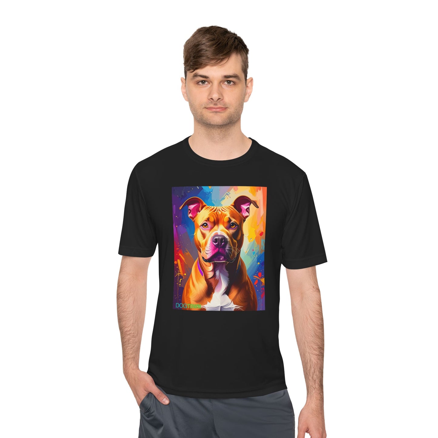 Pup Art Canvas Unisex Moisture Wicking Tee (Pit Bull)