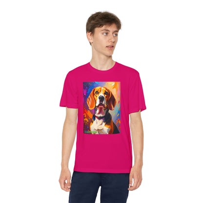 Pup Art Canvas - Kid's Sport Short Sleeve Tee (Beagle)