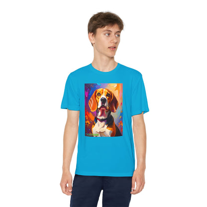 Pup Art Canvas - Kid's Sport Short Sleeve Tee (Beagle)
