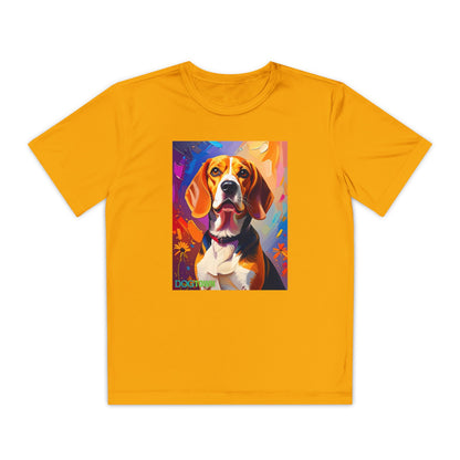 Pup Art Canvas - Kid's Sport Short Sleeve Tee (Beagle)