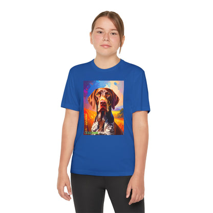 Pup Art Canvas - Kid's Sport Short Sleeve Tee (German Shorthaired Pointer)