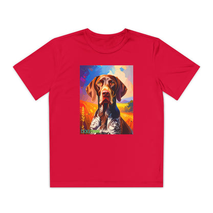 Pup Art Canvas - Kid's Sport Short Sleeve Tee (German Shorthaired Pointer)
