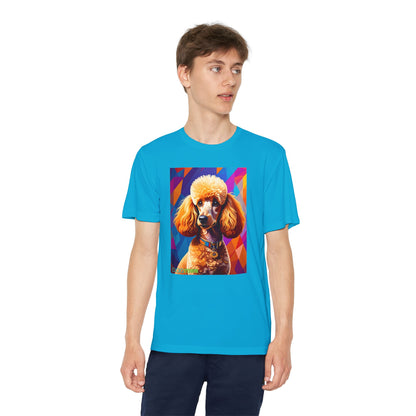Pup Art Canvas - Kid's Sport Short Sleeve Tee (Toy Poodle)