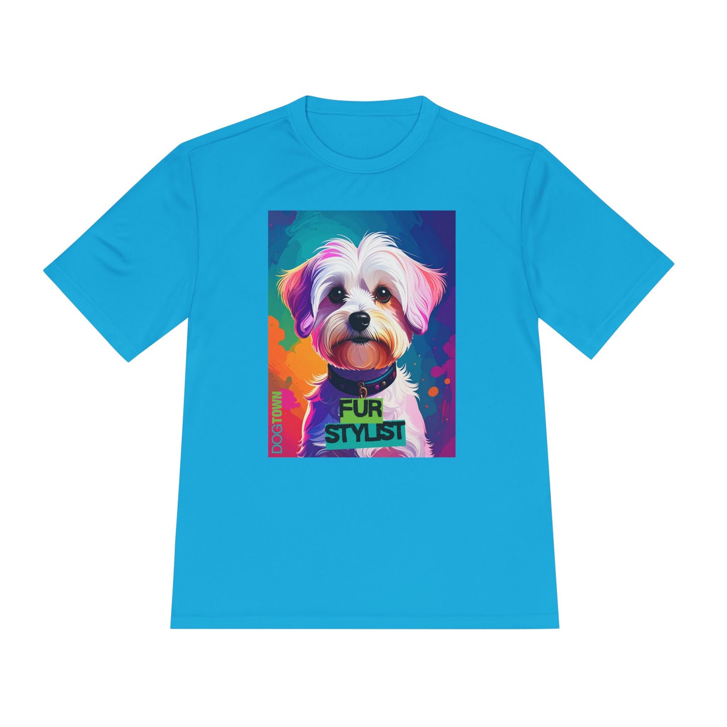 Dogtown Fur Stylist Groomer Shirt (Colorful with White Poodle)