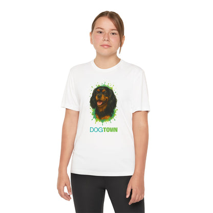2025 Breed Collection - Kid's Polyester Thin Short Sleeve Tee - Black and Tan Cavalier King Charles Spaniel