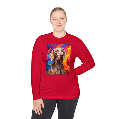 Pup Art Canvas Sport Long Sleeve Tee (Weimaraner)
