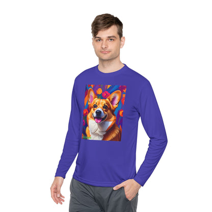 Pup Art Canvas Sport Long Sleeve Tee (Corgi)