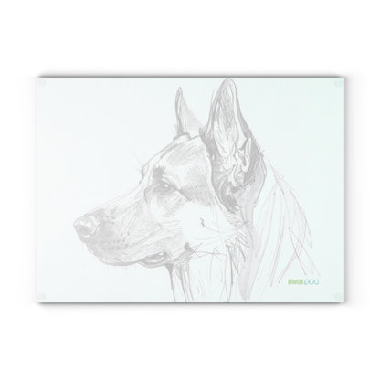 Dogtown German Shepherd Dog Portrait Glass Cutting Board - Unique Kitchen Gift for Pet Lovers, Dog-Themed Decor, Animal Gifts, Housewarming Present
