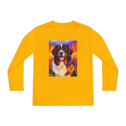 Pup Art Canvas - Kid's Sport Long Sleeve Tee (Bernese Mountain Dog)