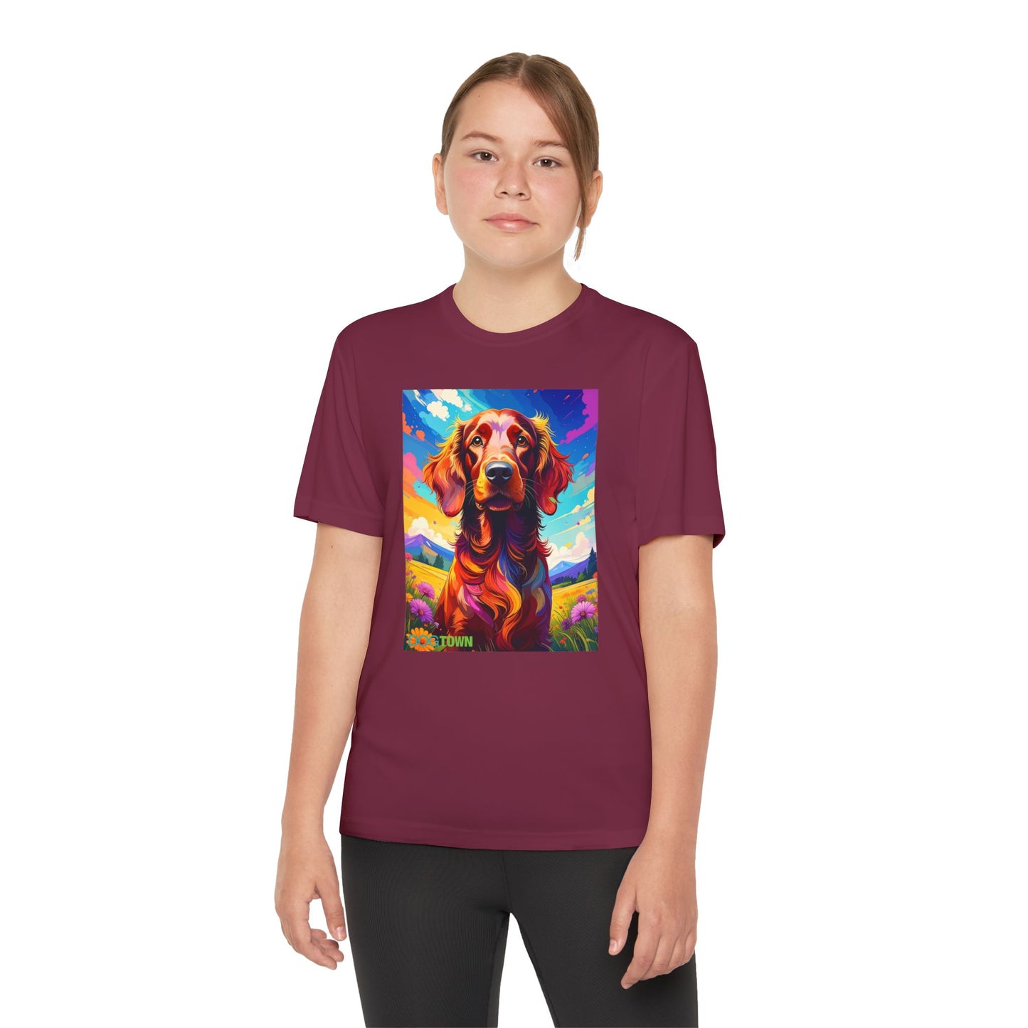 Pup Art Canvas - Kid's Sport Short Sleeve Tee (Irish Setter)