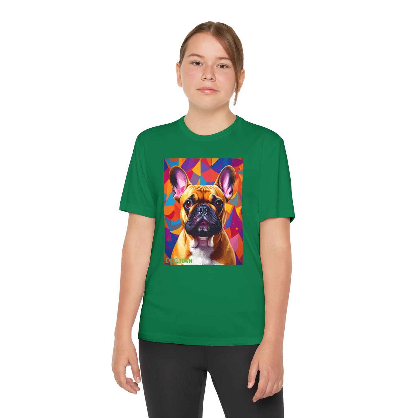 Pup Art Canvas - Kid's Sport Short Sleeve Tee (French Bulldog)