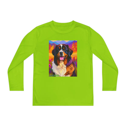 Pup Art Canvas - Kid's Sport Long Sleeve Tee (Bernese Mountain Dog)