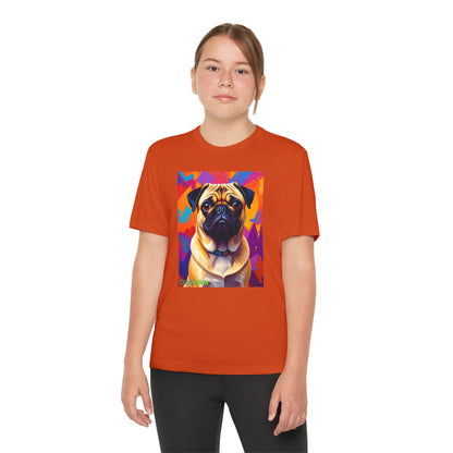 Pup Art Canvas - Kid's Sport Short Sleeve Tee (Pug)