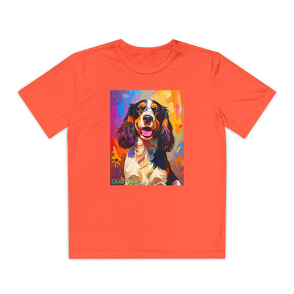 Pup Art Canvas - Kid's Sport Short Sleeve Tee (English Springer Spaniel)