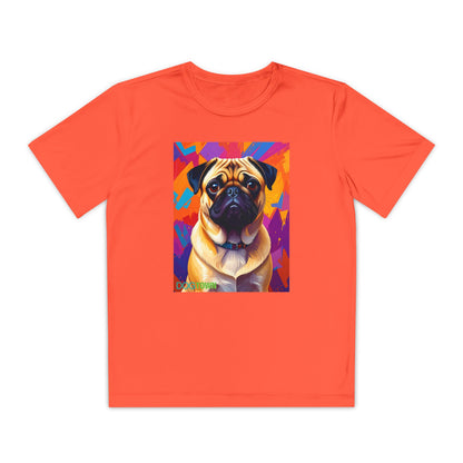 Pup Art Canvas - Kid's Sport Short Sleeve Tee (Pug)