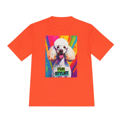 Dogtown Fur Stylist Groomer Short Sleeve Shirt (Colorful with White Poodle)