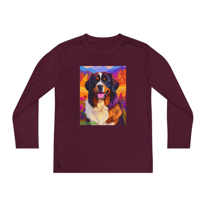 Pup Art Canvas - Kid's Sport Long Sleeve Tee (Bernese Mountain Dog)