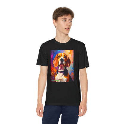Pup Art Canvas - Kid's Sport Short Sleeve Tee (Beagle)