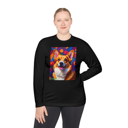Pup Art Canvas Sport Long Sleeve Tee (Corgi)