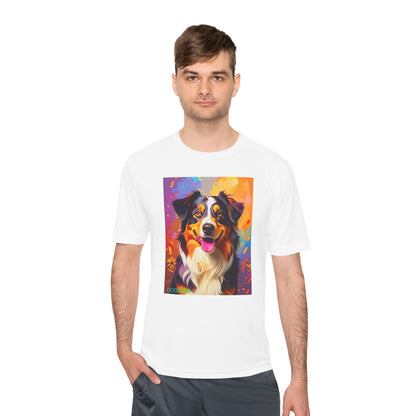 Pup Art Canvas Unisex Moisture Wicking Tee (Australian Shepherd)