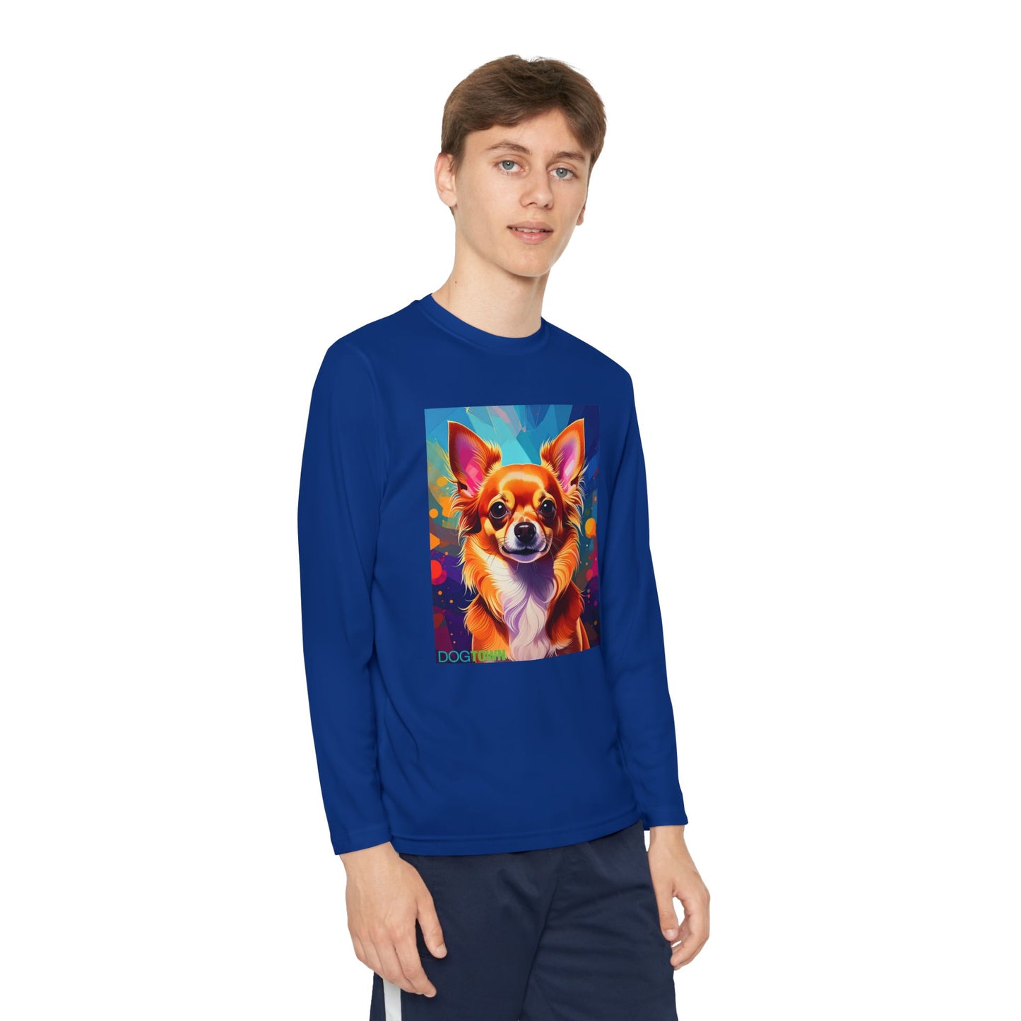 Pup Art Canvas - Kid's Sport Long Sleeve Tee (Chihuahua)