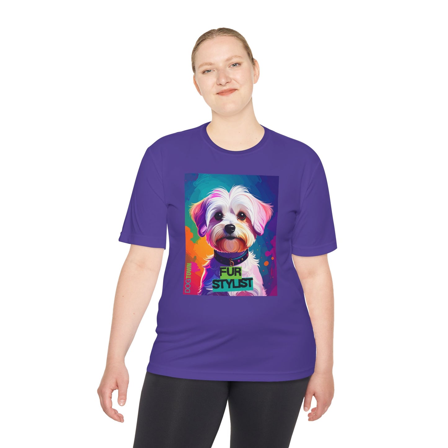 Dogtown Fur Stylist Groomer Shirt (Colorful with White Poodle)
