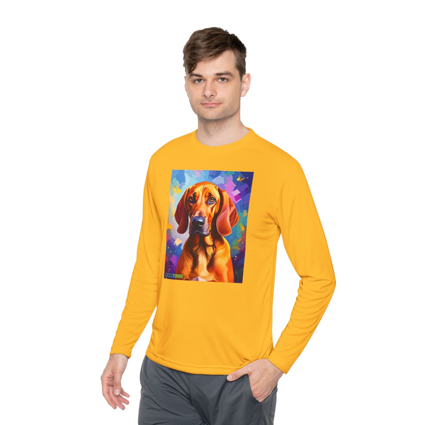 Pup Art Canvas Sport Long Sleeve Tee (Redbone Coonhound)
