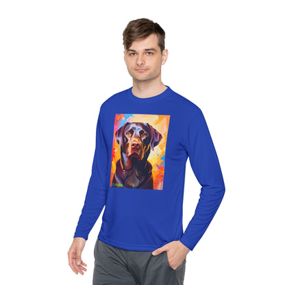Pup Art Canvas Sport Long Sleeve Tee (Chocolate Lab)