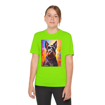 Pup Art Canvas - Kid's Sport Short Sleeve Tee (Scottish Terrier)