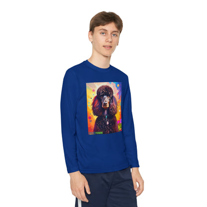 Pup Art Canvas - Kid's Sport Long Sleeve Tee (Standard Poodle)