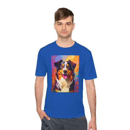 Pup Art Canvas Unisex Moisture Wicking Tee (Australian Shepherd)
