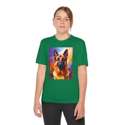 Pup Art Canvas - Kid's Sport Short Sleeve Tee (German Shepherd)