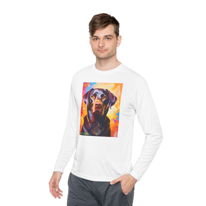 Pup Art Canvas Sport Long Sleeve Tee (Chocolate Lab)
