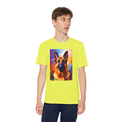 Pup Art Canvas - Kid's Sport Short Sleeve Tee (German Shepherd)