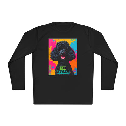Dogtown Fur Stylist Groomer Long Sleeve Shirt (Colorful with Black Poodle)