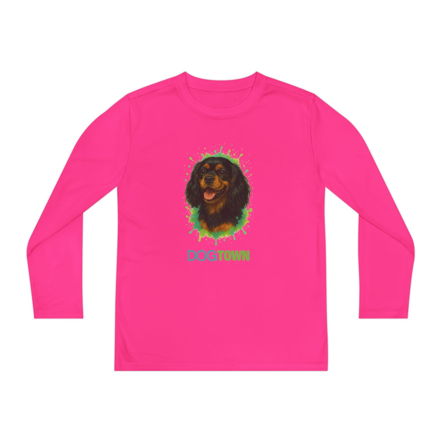 2025 Breed Collection - Kid's Polyester Thin Long Sleeve Tee - Black and Tan Cavalier King Charles Spaniel