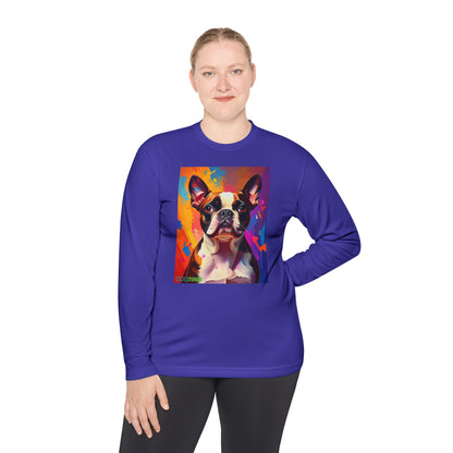 Pup Art Canvas Sport Long Sleeve Tee (Boston Terrier)