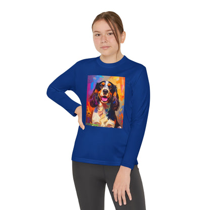 Pup Art Canvas - Kid's Sport Long Sleeve Tee (English Springer Spaniel)