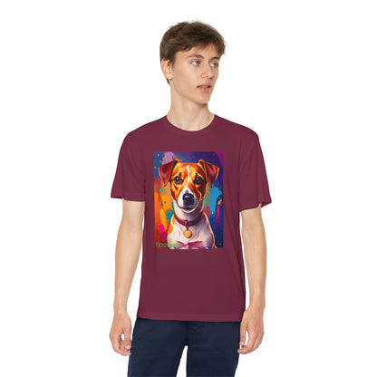 Pup Art Canvas - Kid's Sport Short Sleeve Tee (Jack Russell Terrier)