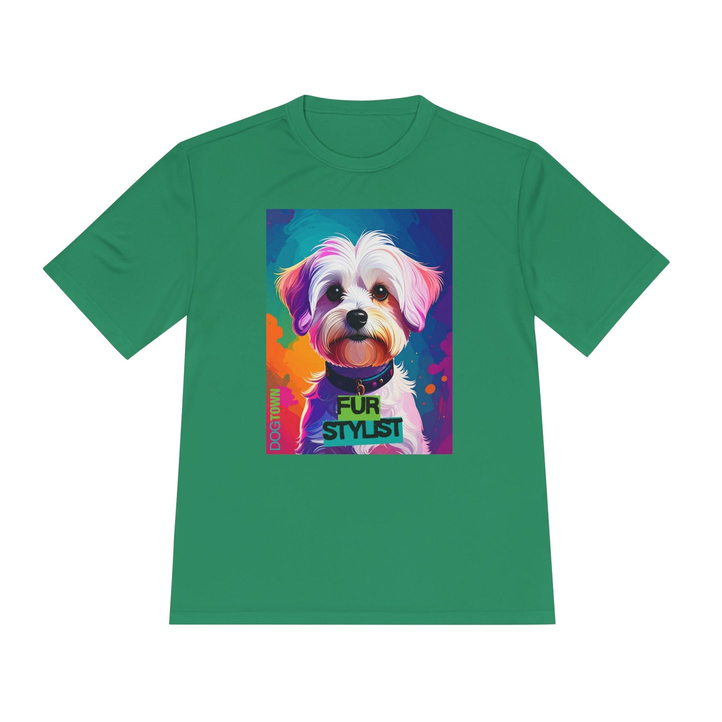 Dogtown Fur Stylist Groomer Shirt (Colorful with White Poodle)