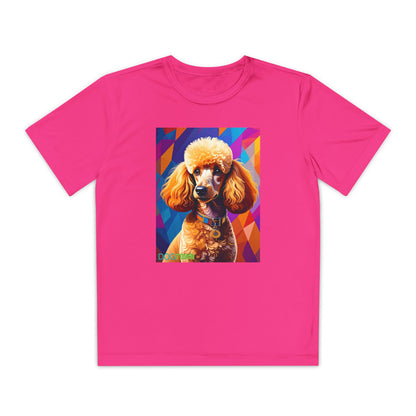 Pup Art Canvas - Kid's Sport Short Sleeve Tee (Toy Poodle)