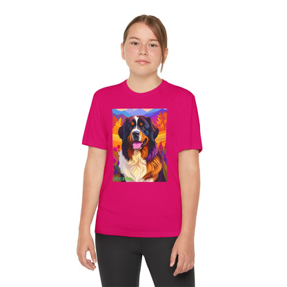 Pup Art Canvas - Kid's Sport Short Sleeve Tee (Bernese Mountain Dog)