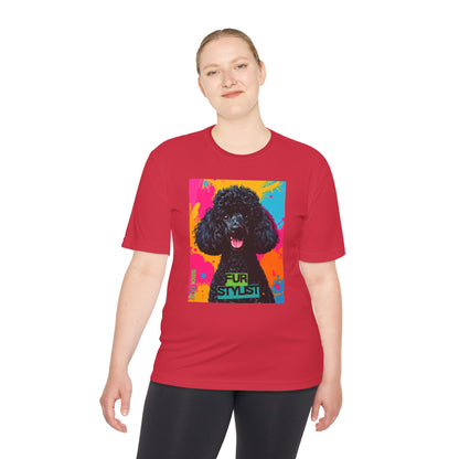 Dogtown Fur Stylist Groomer Short Sleeve Shirt (Colorful with Black Poodle)