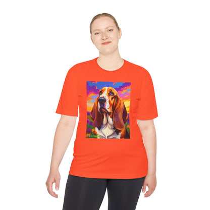 Pup Art Canvas Unisex Moisture Wicking Tee (Basset Hound)