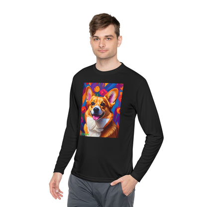 Pup Art Canvas Sport Long Sleeve Tee (Corgi)